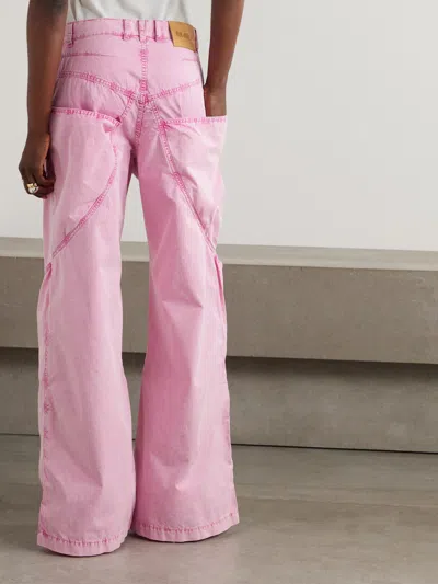 Attico Paneled Low-rise Wide-leg Jeans In Pink