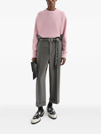 Jil Sander High Neck Color-blocked Sweater With Chevron Design In Pink