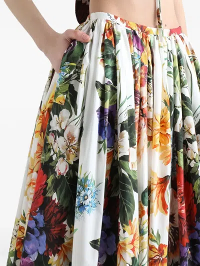 Dolce & Gabbana Flower-bouquet Print Midi Skirt In Multi
