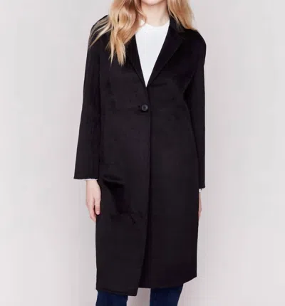Charlie B Double Face Wool Blend Long Coat In Black