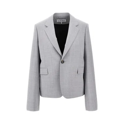 Loewe Single-breasted Jacket With Wide Sleeves In Gray