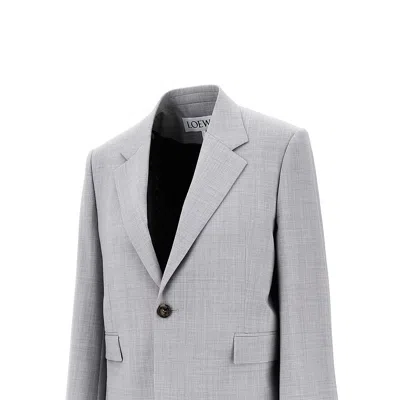 Loewe Single-breasted Jacket With Wide Sleeves In Gray
