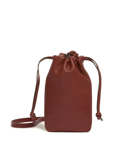 Marni Drawstring Leather Wallet In Brown