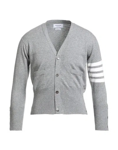Thom Browne V-neck Grey Virgin Wool Cardigan In Gray