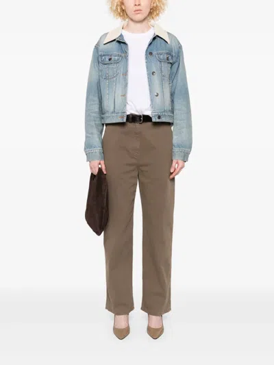 The Row Collared Jacket With Chest Pockets And Long Sleeves In Blue