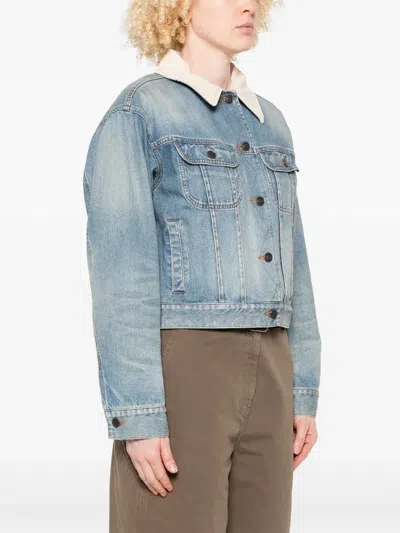 The Row Collared Jacket With Chest Pockets And Long Sleeves In Blue
