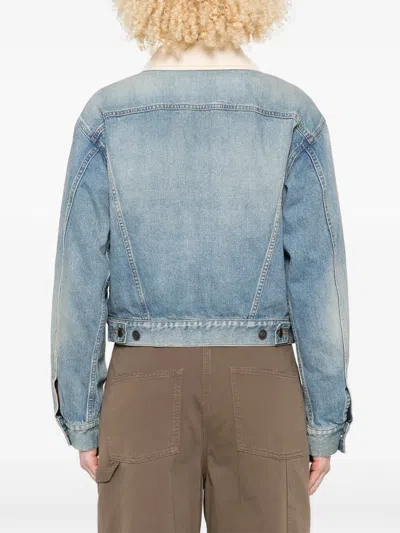 The Row Collared Jacket With Chest Pockets And Long Sleeves In Blue