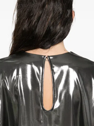 Barbara Bui Silver Metallic Satin Dress In Gray