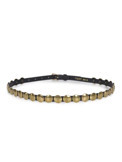 Golden Goose Belt Trinidad Thin Washed Leather Flesh Side With Studs In Black