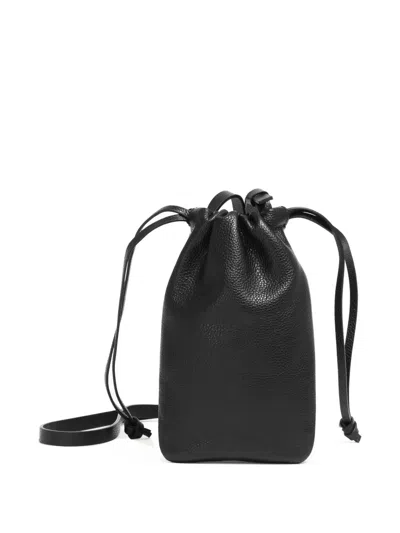 Marni Drawstring Leather Wallet In Black