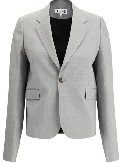 Loewe Single-breasted Jacket With Wide Sleeves In Gray