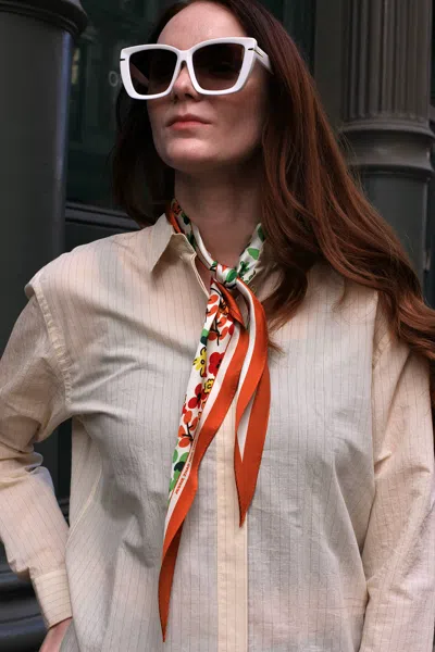 Jessie Zhao New York Silk Diamond Scarf Of Afternoon Garden In Brown