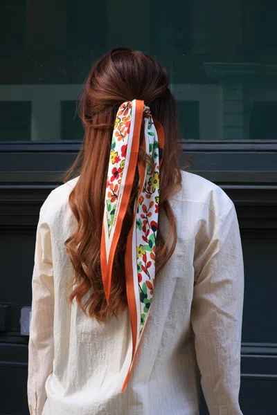 Jessie Zhao New York Silk Diamond Scarf Of Afternoon Garden In Brown