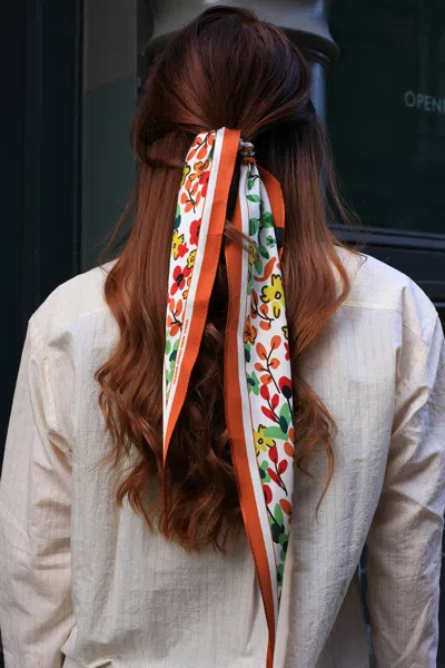 Jessie Zhao New York Silk Diamond Scarf Of Afternoon Garden In Brown