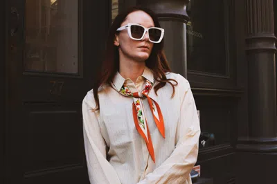 Jessie Zhao New York Silk Diamond Scarf Of Afternoon Garden In Brown