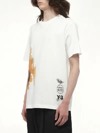 Y-3 White Crewneck Graphic T-shirt In White