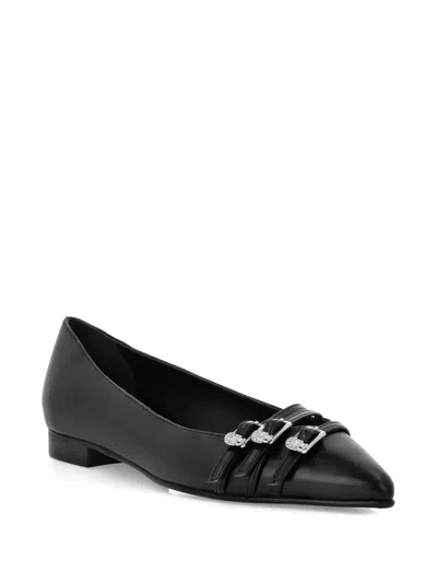 Philipp Plein Buckled Pointed-toe Ballet Flats In Black