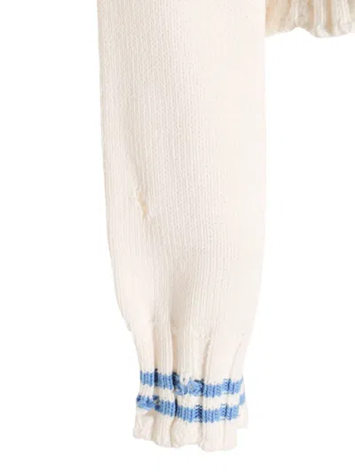 Marni Distressed Striped V-neck Knitwear In Multi