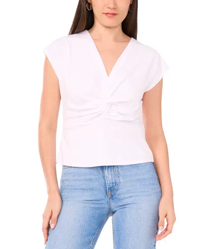 Sam & Jess Women's V-neck Twist-front Short Sleeve Top