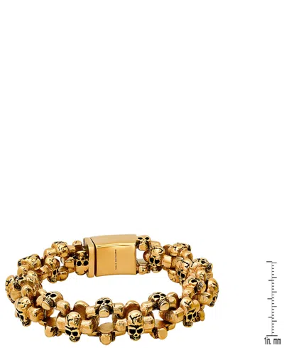 Steeltime Men's 18k Gold-plated Stainless-steel Skull Links Bracelet