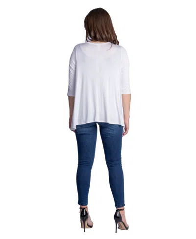 24seven Comfort Apparel Petite Elbow Length Sleeve Open Cardigan Jacket In Neutral