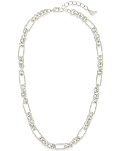 Sterling Forever Fianna Mixed Chain Link Necklace In Metallic