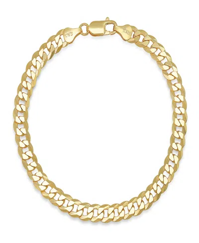 Steeltime Unisex 14k Gold Plated Sterling Silver Diamond Cut Curb Link Chain Bracelet
