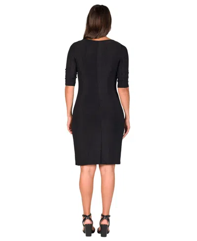 24seven Comfort Apparel Petite Elbow Length Sleeve Shimmer Bodycon Mini Party Dress