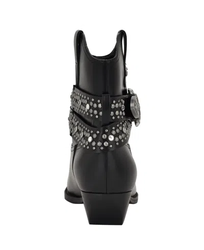 Guess Women's Lansly Embellished Buckle Western Booties In Black