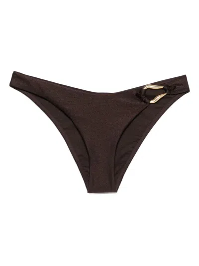 Zimmermann Brown Bikini Bottoms With Gold Detail In Burgundy