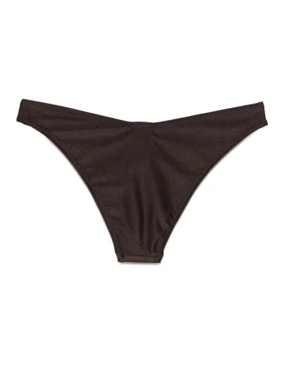 Zimmermann Brown Bikini Bottoms With Gold Detail In Burgundy