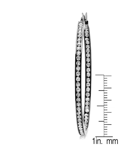 Steeltime Women's Stainless Steel In And Out Simulated Diamond Hoop Earrings