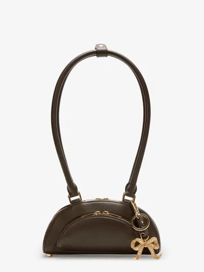 Self-portrait Leather Shoulder Bag With Charms In Burgundy