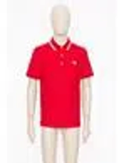 Valentino Vlogo Patch Cotton Piqué Polo Shirt In Red
