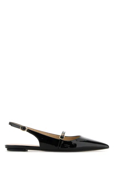 Stuart Weitzman Emilia Patent Mary Jane Slingback Ballerina Flats In Black