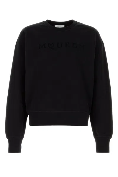 Alexander Mcqueen Logo Printed Crewneck Sweatshirt In Black