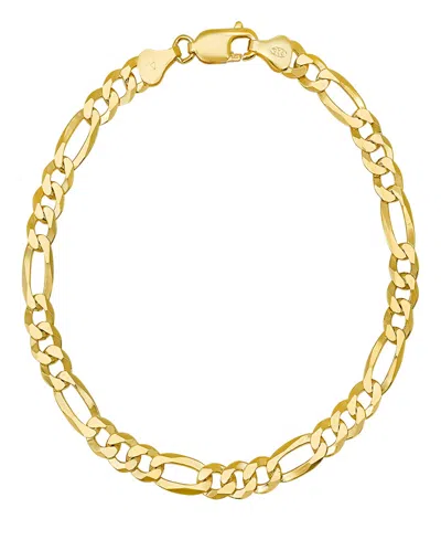 Steeltime Unisex 14k Gold Plated Sterling Silver 150 Figaro Super Flat 8.5" Bracelet
