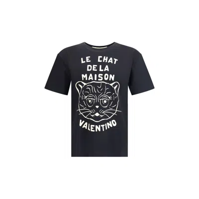 Valentino Chat De La Maison Cotton T-shirt In Black