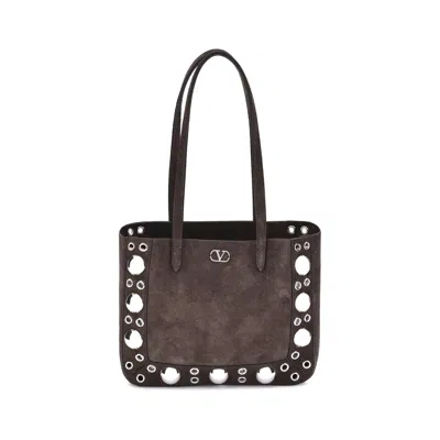 Valentino Studded Suede Double Handles Shoulder Bag
