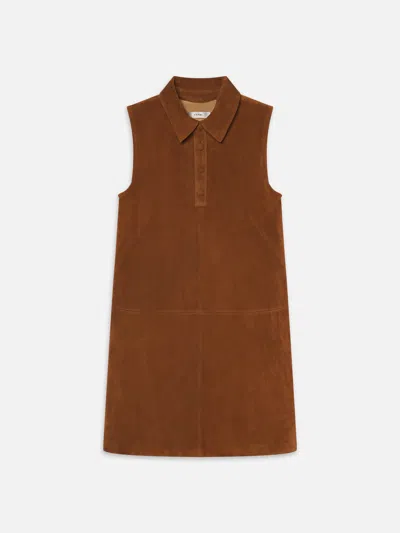 Frame The Suede City Shift Mini Dress In Brown