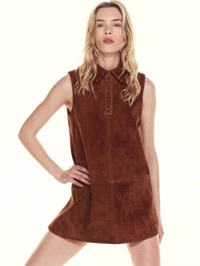Frame The Suede City Shift Mini Dress In Brown