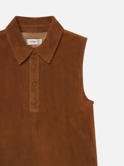 Frame The Suede City Shift Mini Dress In Brown