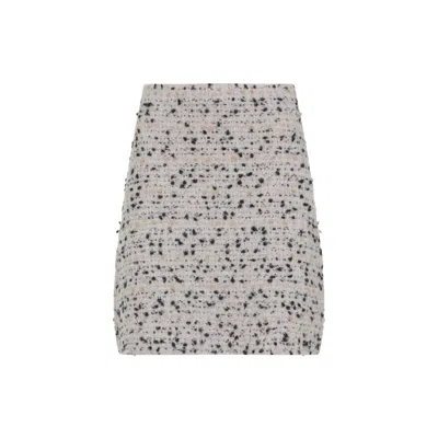 Fabiana Filippi Textured Wool And Alpaca Blend Skirt With Frayed Hem In Gray