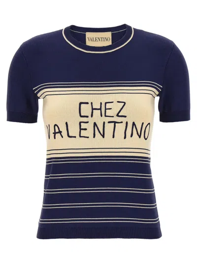 Valentino Maglione In Cotone Blu Navy  Donna In Blue