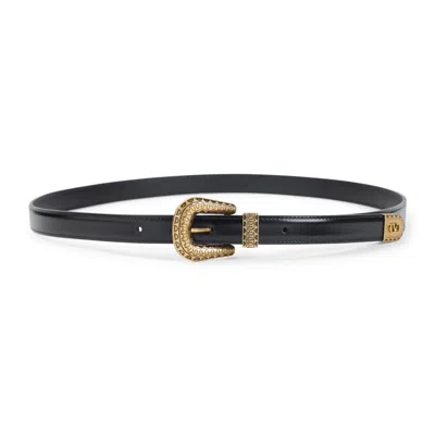 Valentino Garavani Black Vlogo Signature Brushed Calfskin Belt