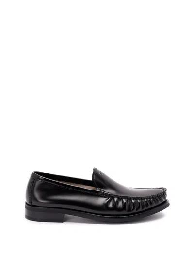 Prada Brushed Leather Loafers Shoes In Black