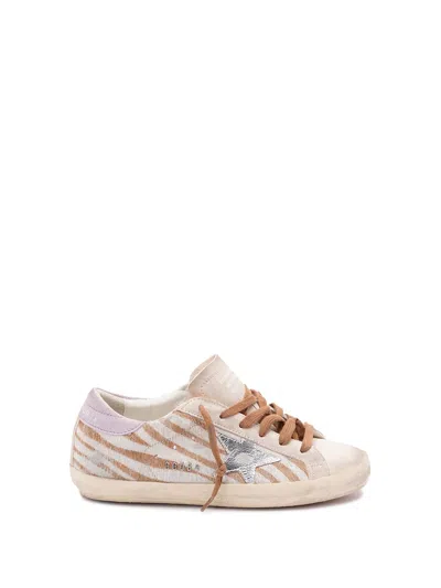 Golden Goose Super-star Sneakers In Zebra Pony Hair In Multi