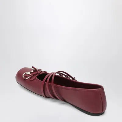 Gucci Ballet Flats In Rosso Ancora With Horsebit In Burgundy
