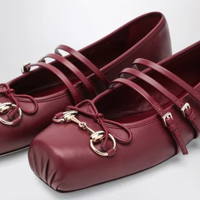 Gucci Ballet Flats In Rosso Ancora With Horsebit In Burgundy