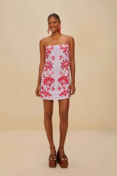 Farm Rio Porcelain Garden Lilac Mini Dress Sleeveless